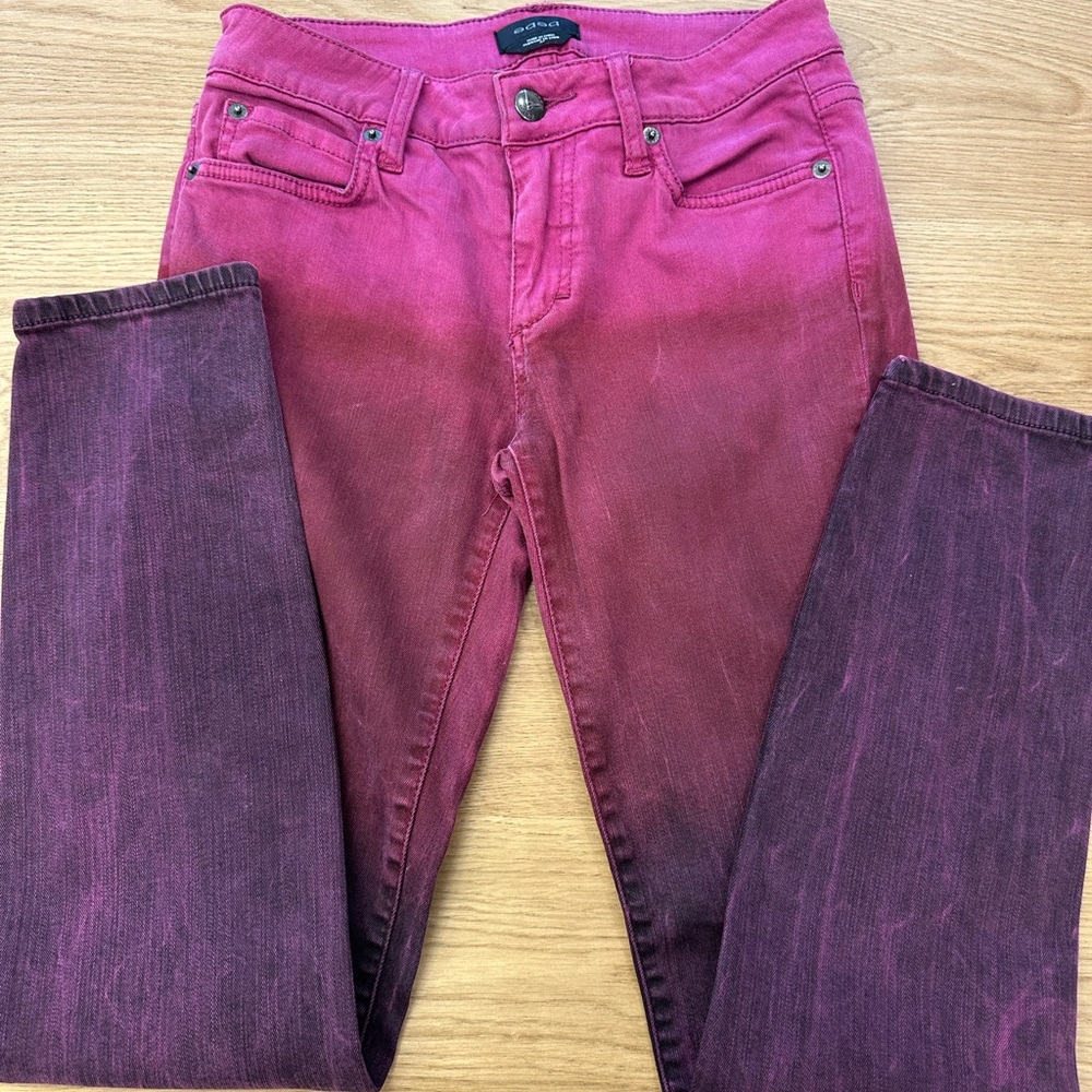 Bebe Women's Ombré Pink/Purple/Black Jeans Size 27